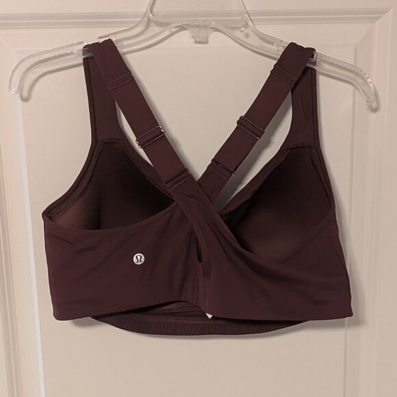 Lululemon All Powered Up Sports Bra, Red Merlot, 40DD - Picture 4 of 6